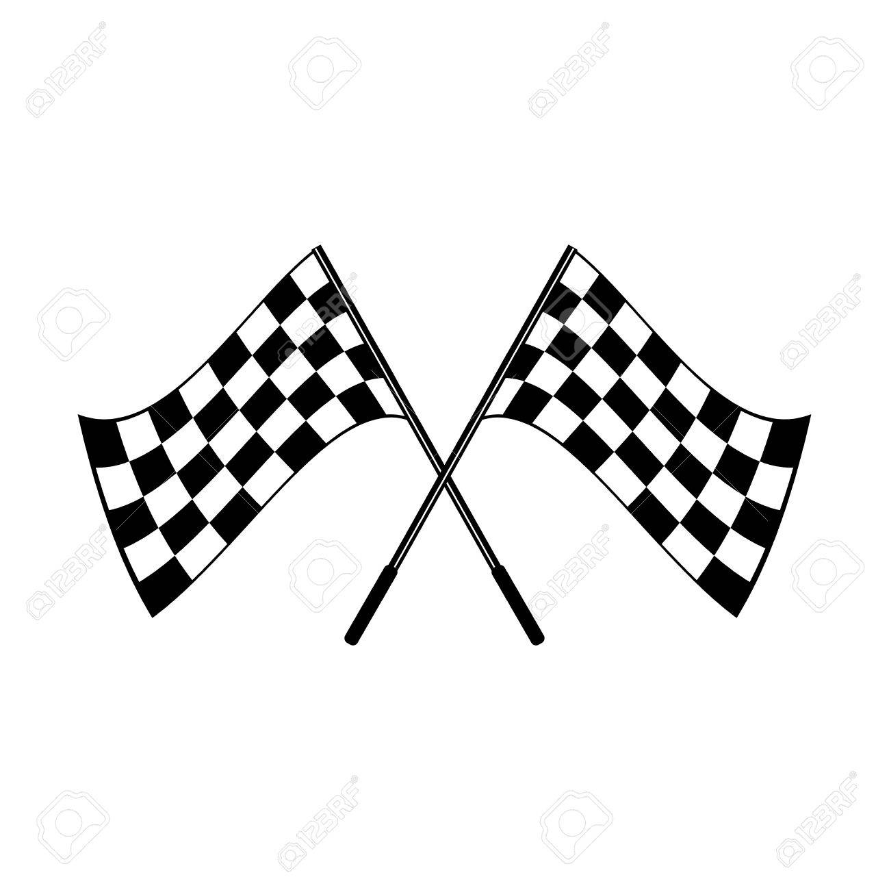 1299x1300 Crossed Waving Black And White Checkered Flags Logo Conceptual