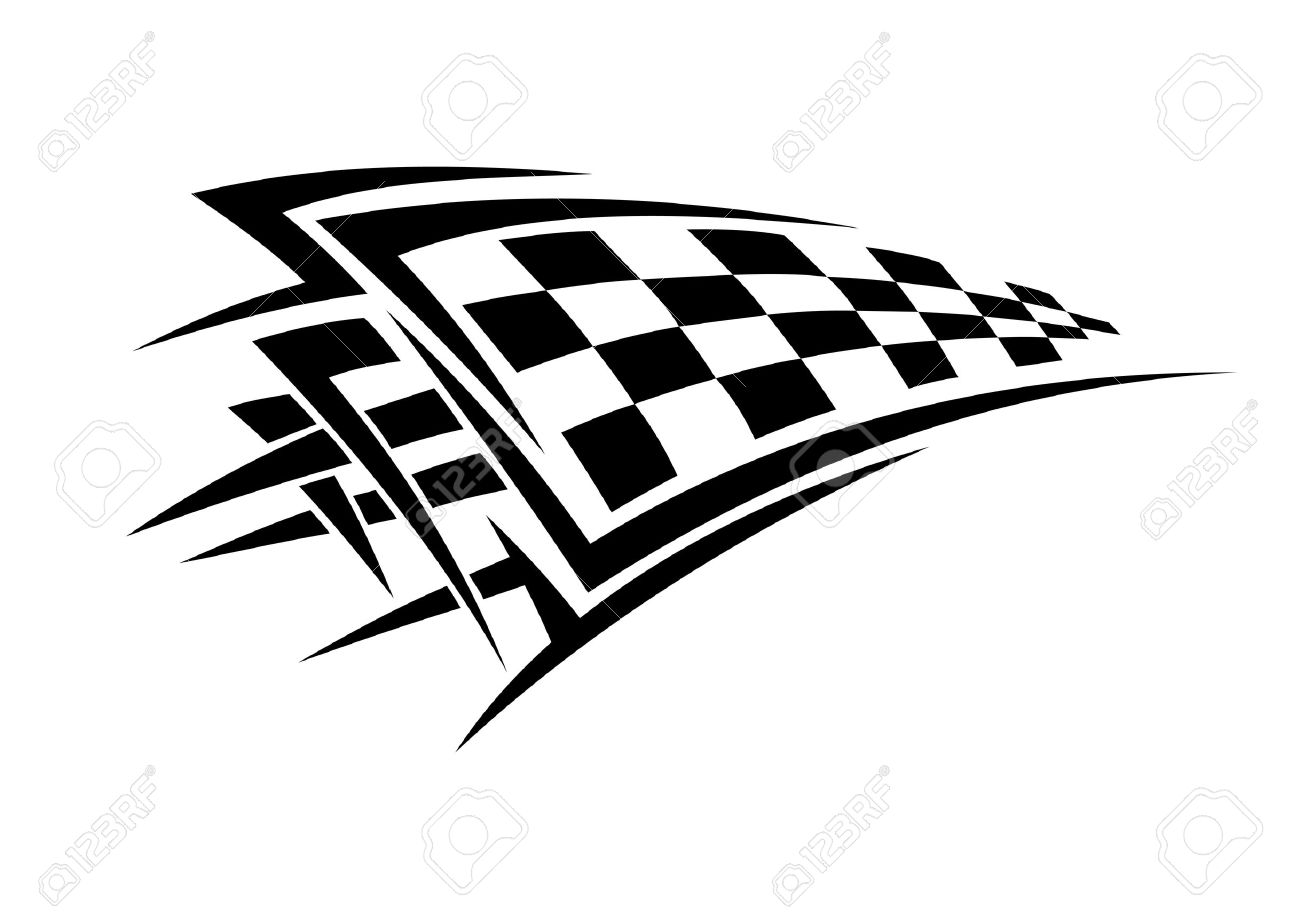 1300x919 Tribal Sport Racing Tattoo With Checkered Flag Royalty Free