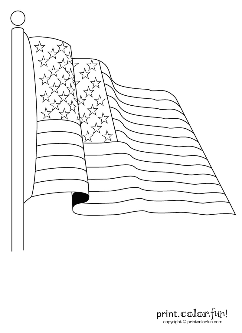 800x1100 American Flag Coloring Page