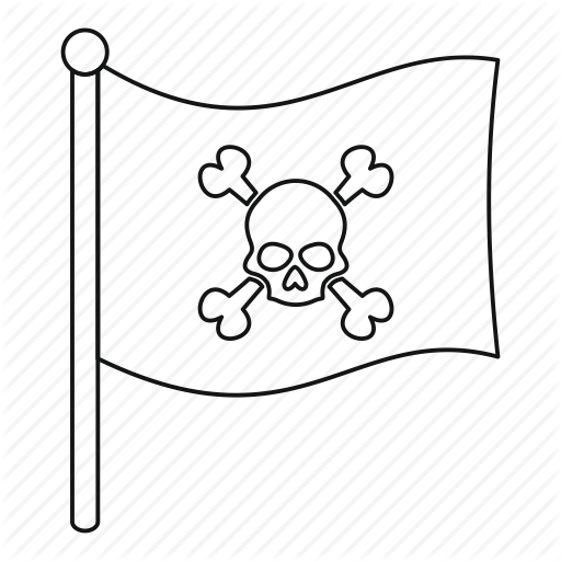 512x512 Flag, Line, Outline, Pirate Flag, Scary, Skull, Thin Icon Icon