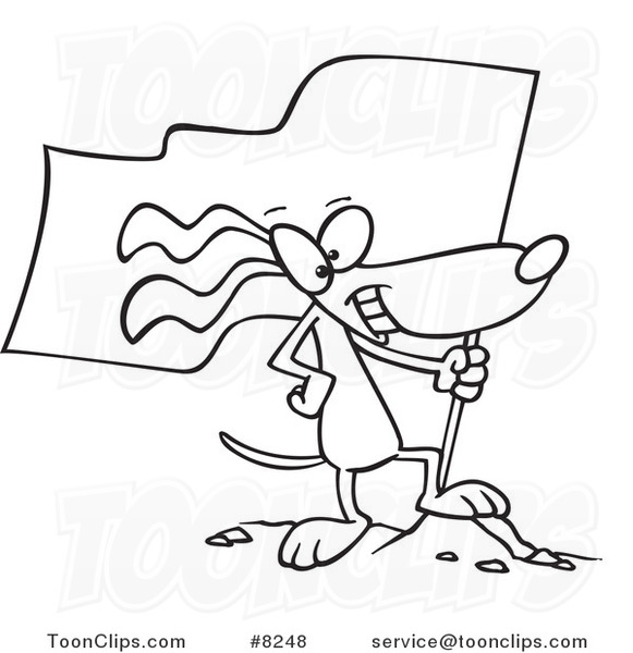 581x600 Cartoon Black And White Line Drawing Of A Patriotic Dog Standing