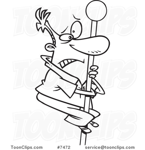581x600 Cartoon Black And White Line Drawing Of A Guy Climbing A Flag Pole