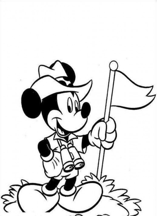 518x713 Mickey Mouse In Disney Safari Adventuring Holding A Flag Pole