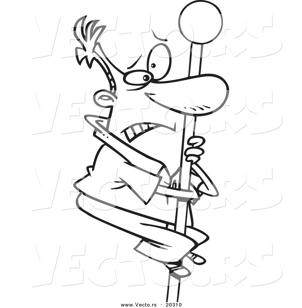 1024x1044 Vector Of A Cartoon Man Climbing A Flag Pole