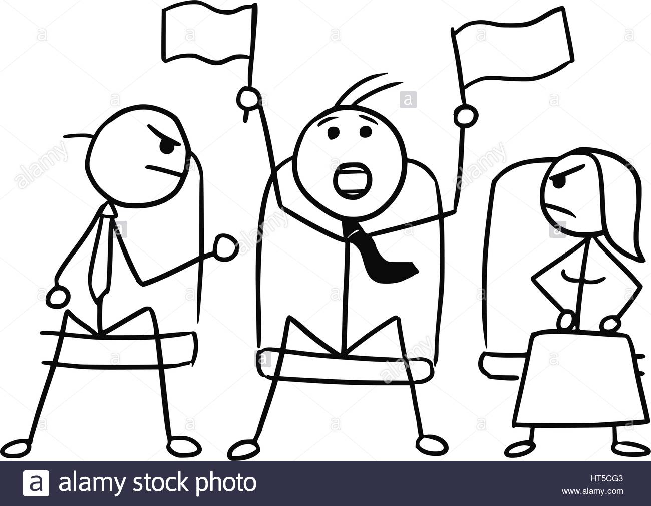 1300x1010 Cartoon Vector Doodle Stickman In Theater Or Cinema With Flags