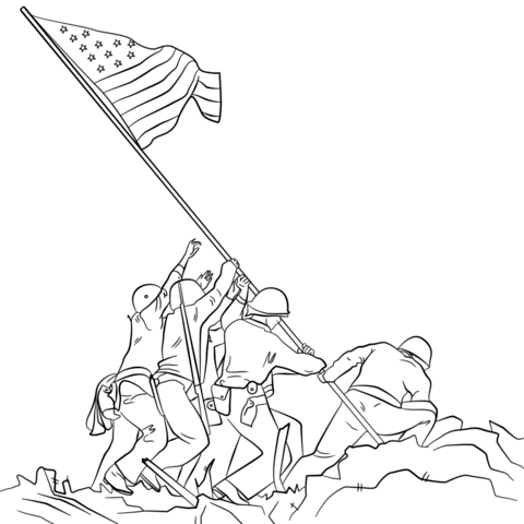 480x480 Raising The Flag On Iwo Jima Coloring Page Free Printable