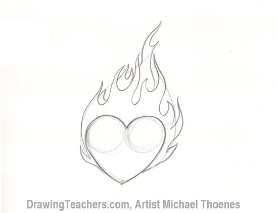 550x421 How To Draw A Heart With Flames