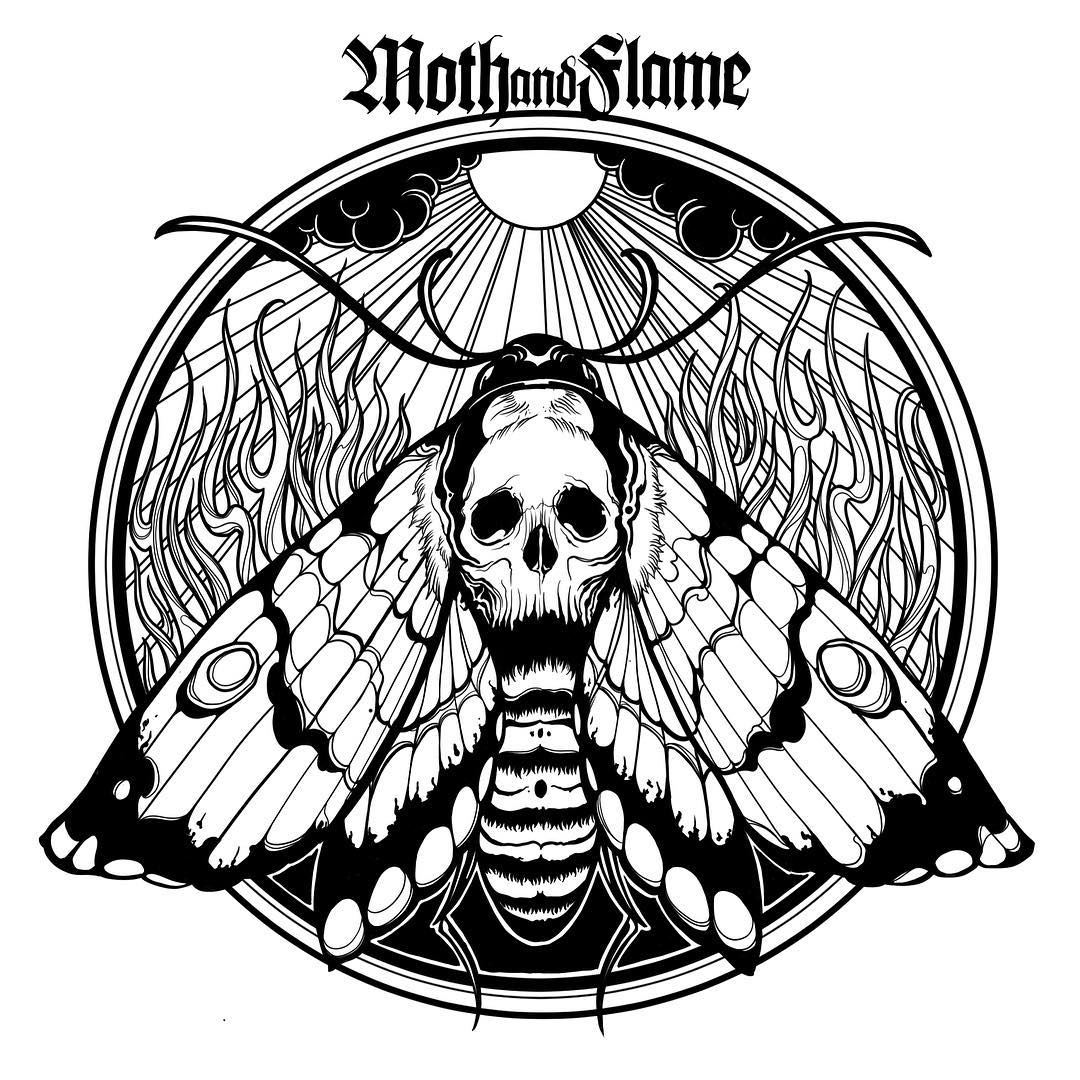 1080x1080 A Tattoo Sketch Of A Moth With A Skull On Its Body On The Flame