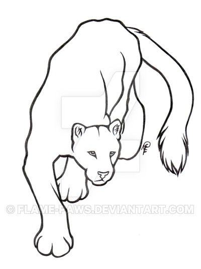400x537 Cougar Lineart By Flame Paws
