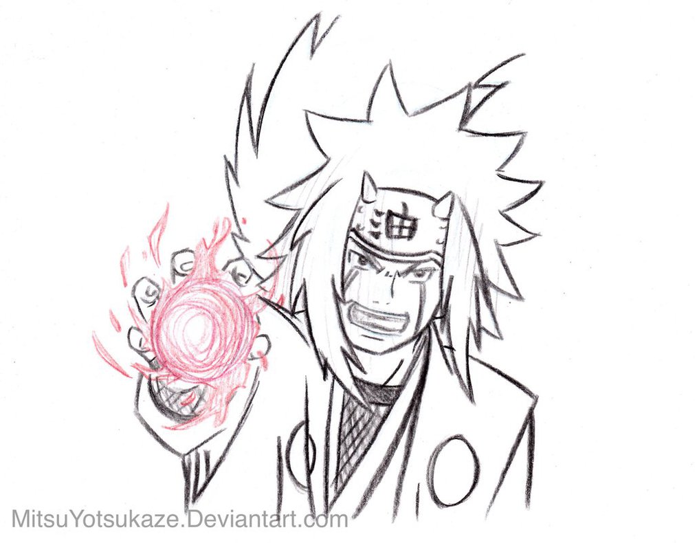 1011x790 Jiraiya Flame Rasengan (Sketch) By Mitsuyotsukaze