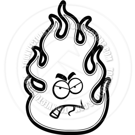 460x460 Angry Flame (Black And White Line Art) By Cory Thoman Toon