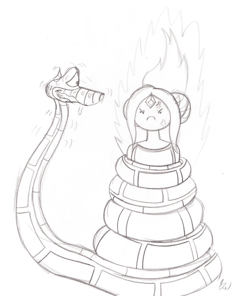 805x992 Kaa And Flame Princess Sketch By Lol20