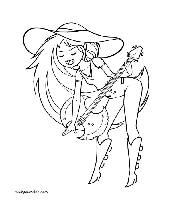 600x727 Adventure Time Marceline Coloring Pages