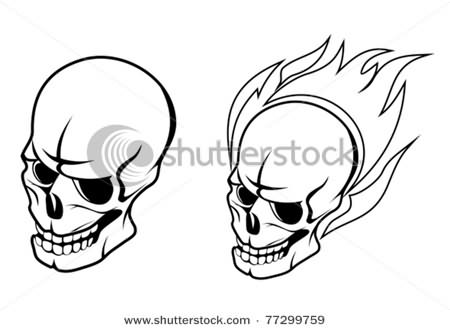 450x330 Skull On Fire Tattoo Design
