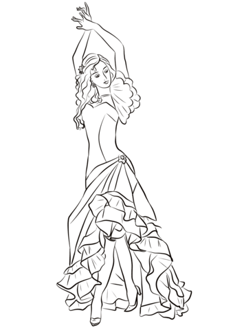 339x480 Flamenco Girl Coloring Page Free Printable Coloring Pages