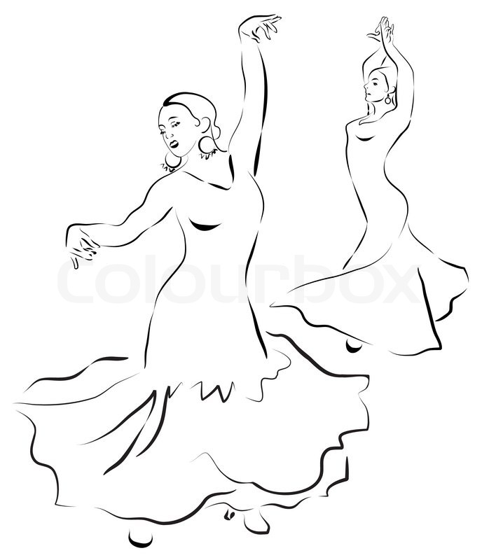 698x800 Flamenco Dancers Sketch Stock Vector Colourbox