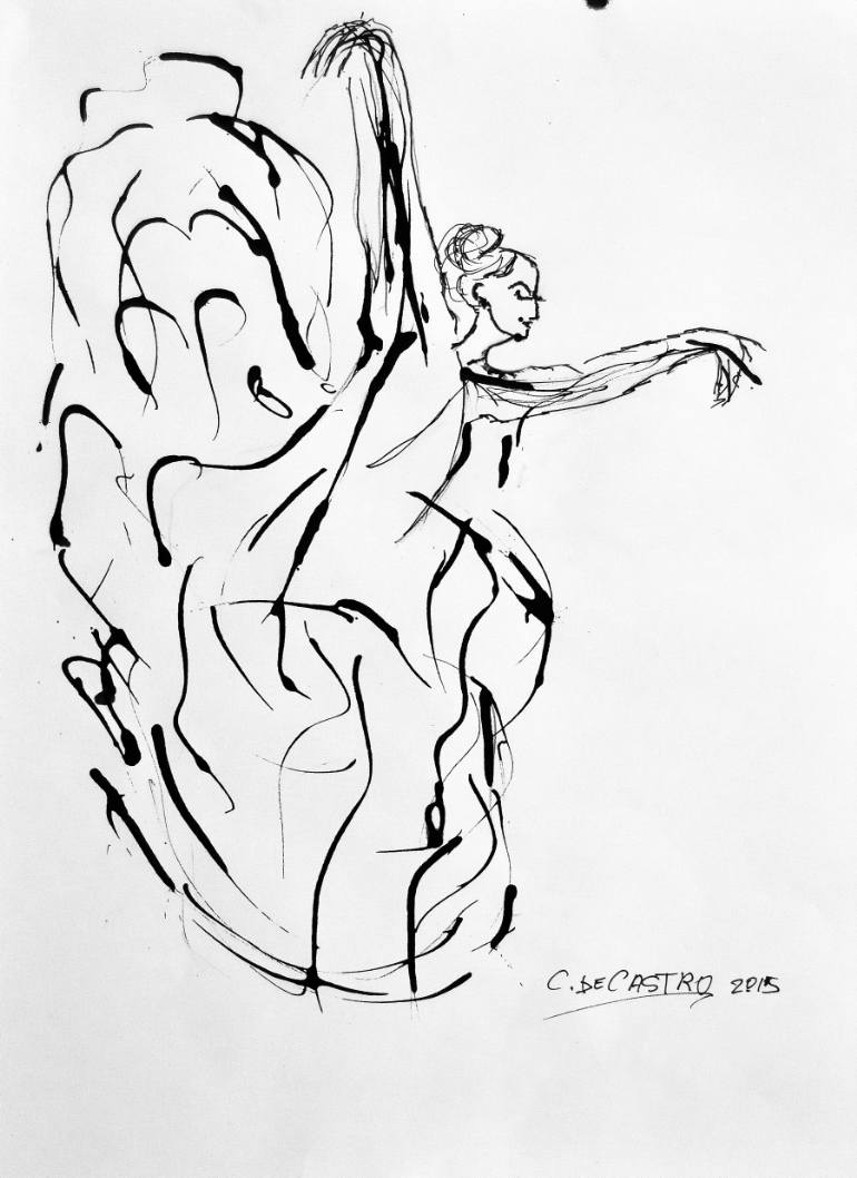 770x1058 Saatchi Art Flamenco Dancer Drawing By Concha De Castro