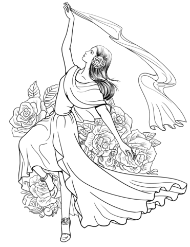 371x480 Spanish Woman Dancing Flamenco Coloring Page Free Printable