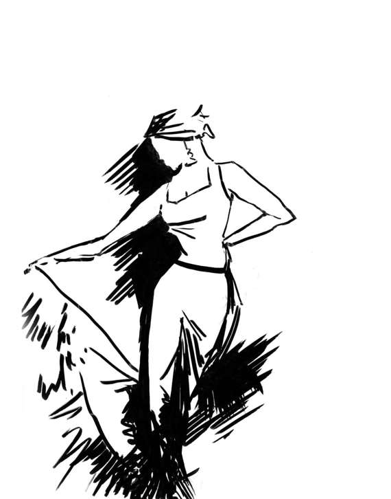 570x726 Flamenco Dancer Art Print Black And White Dance Art Ink
