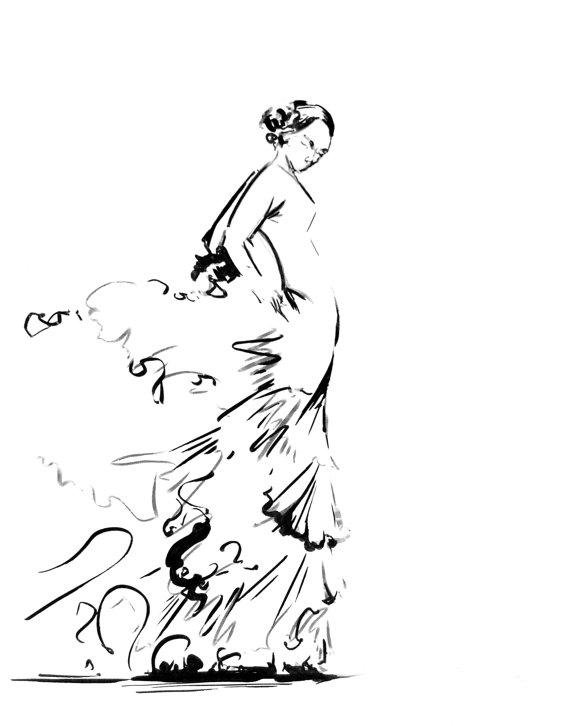570x726 Flamenco Dancer Fine Art Print Black And White Dance Art