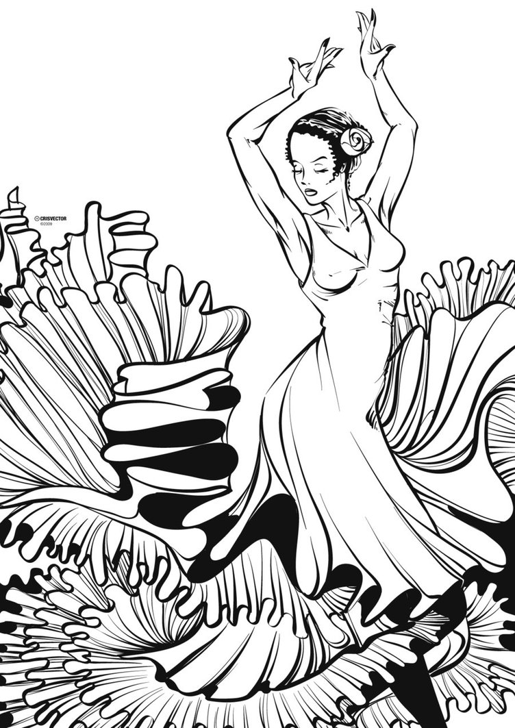 752x1063 Flamenco Linework By Crisvector