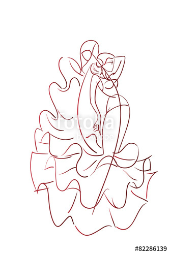 334x500 Gesture Drawing Flamenco Dancer Expressive Pose Stock Image