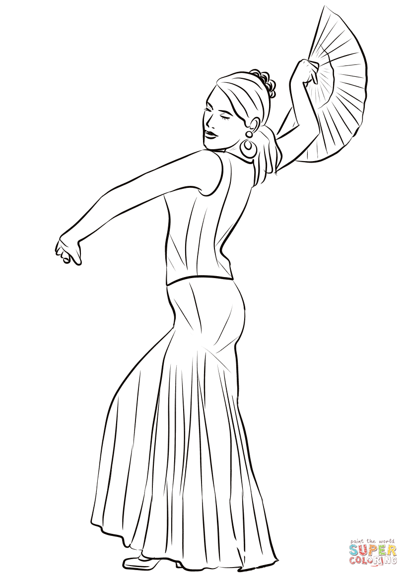 822x1164 Spanish Woman Dancing Flamenco Coloring Page Free Printable