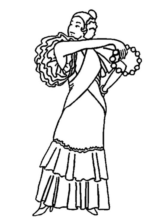 531x750 Coloring Page Flamenco Dancer