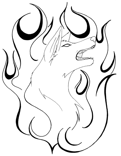 500x643 Wolf In Flames