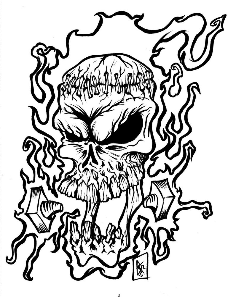 796x1004 Drawings Of Flaming Skulls Drawn Flames Skull