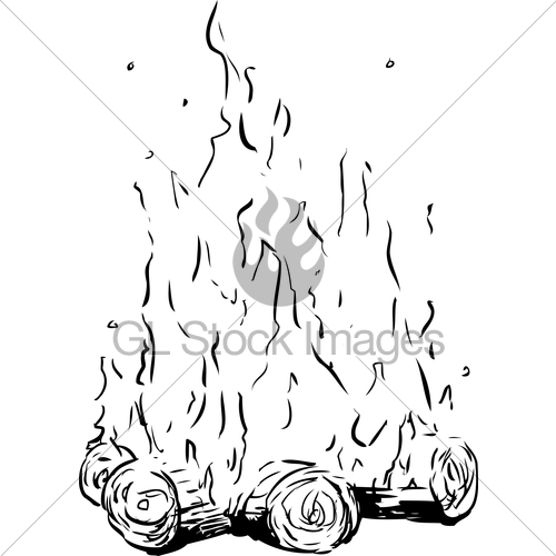 500x500 Bonfire Or Campfire With Hot Flames Outline Gl Stock Images