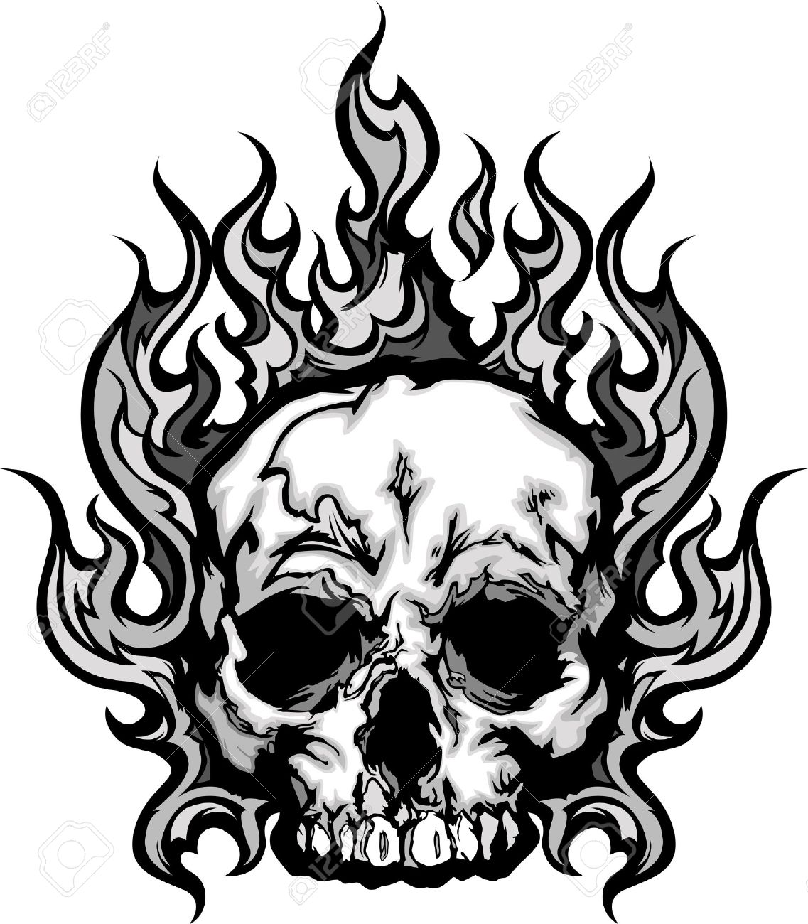 1137x1300 Drawn Flames Skull