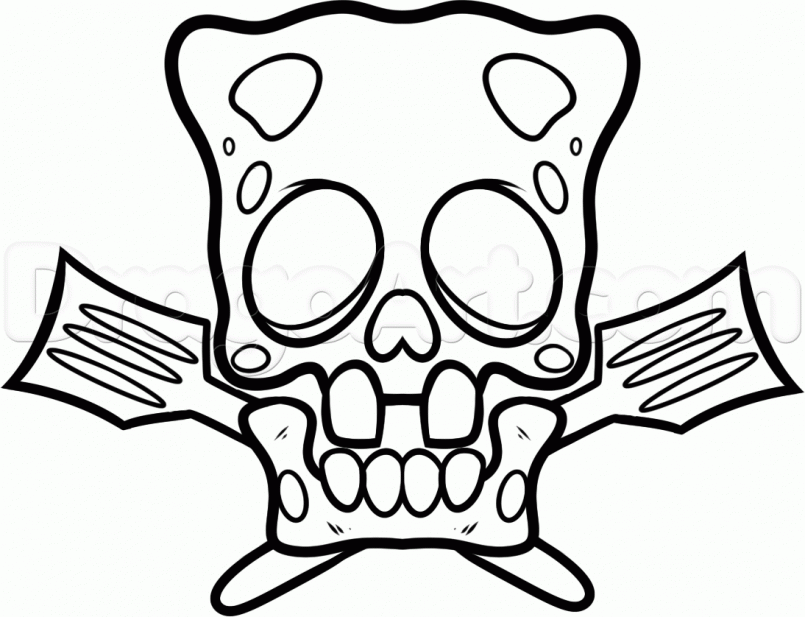 805x617 Coloring How To Draw Cool Flaming Skull With How To Draw