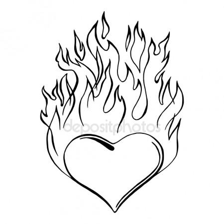 Flaming Heart Drawing at GetDrawings | Free download