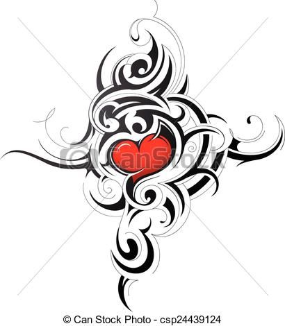 410x470 Nice Flaming Heart Clipart Vector Illustration Of Tribal Heart