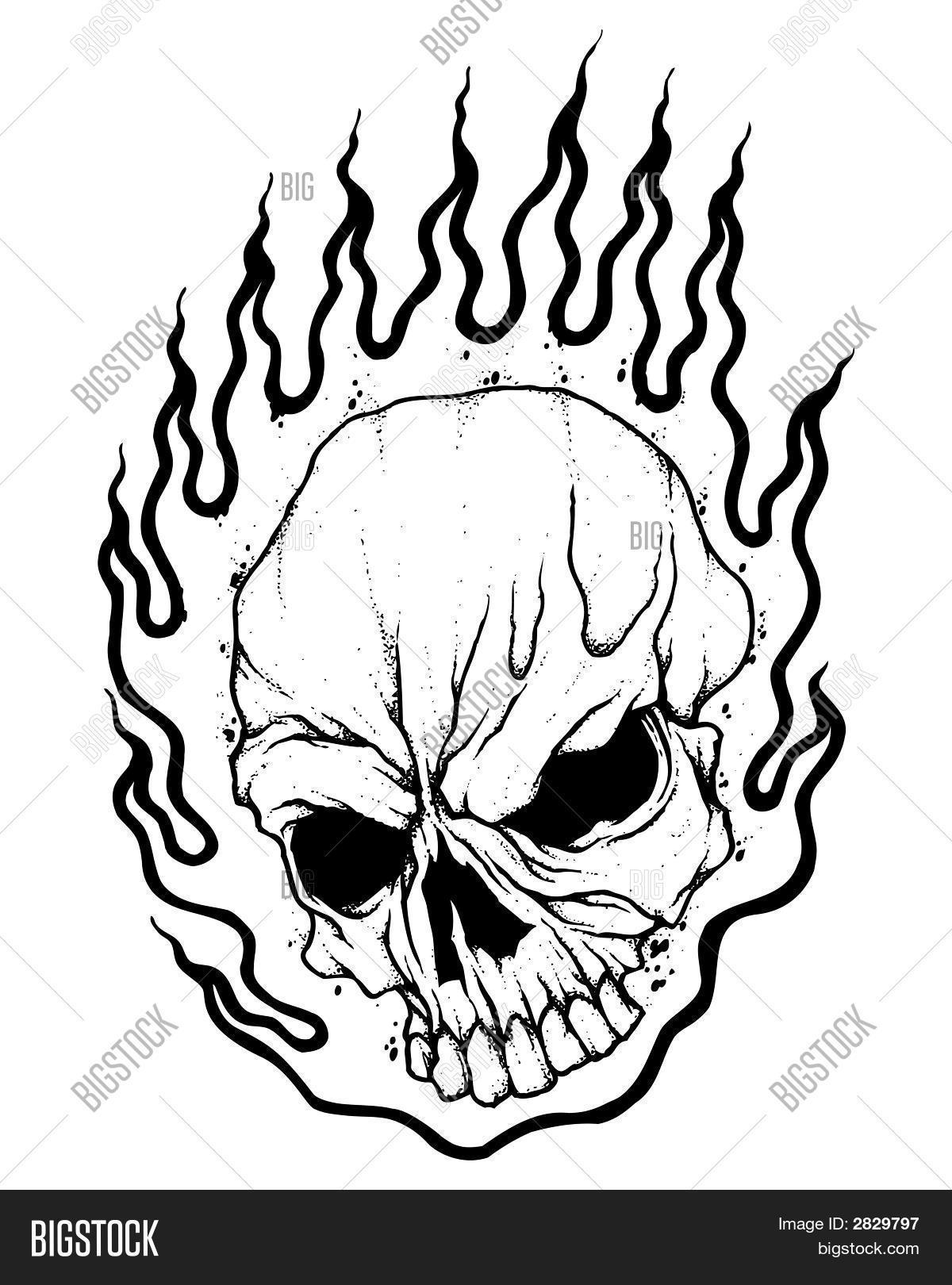 Flaming Skull Drawing at GetDrawings | Free download