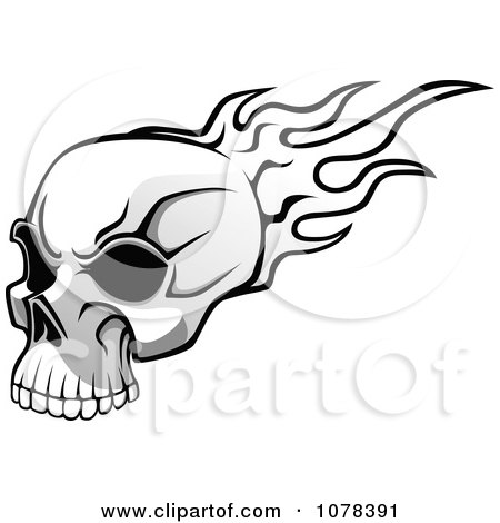 450x470 Clipart Black And White Flaming Skull With Dark Eye Sockets