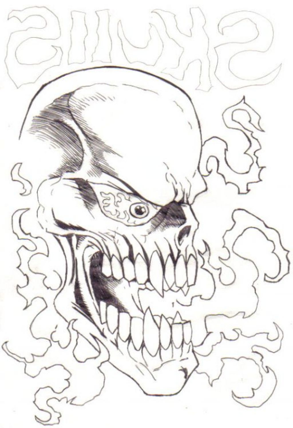 1024x1496 Flaming Skull Drawings