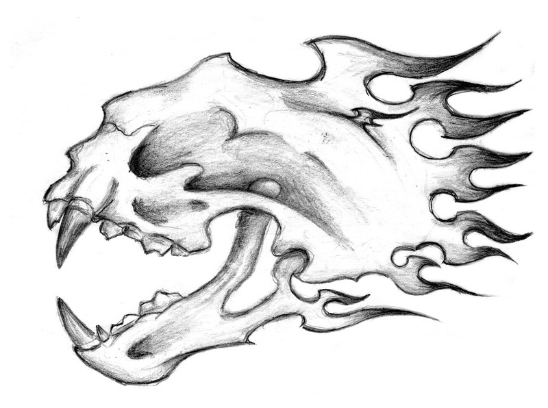 Flaming Skulls Drawing at GetDrawings | Free download