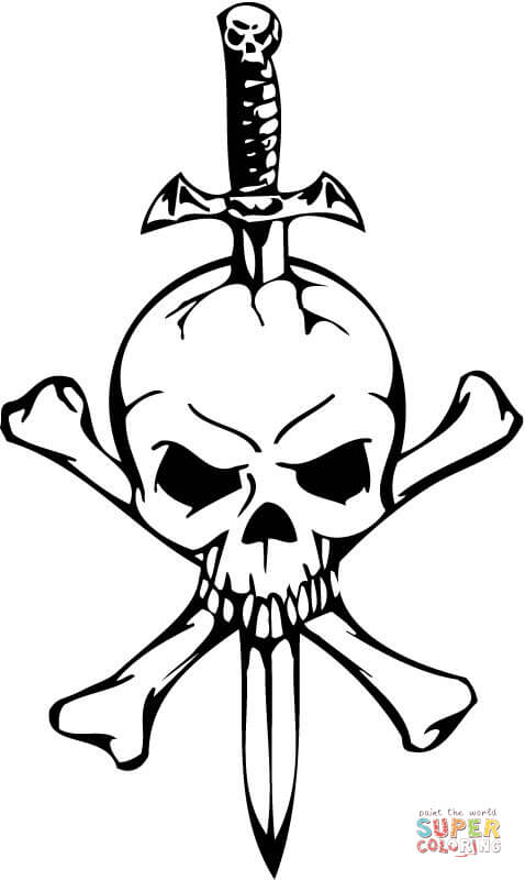 478x800 Skull With A Sword And Two Bones Super Coloring Skulls