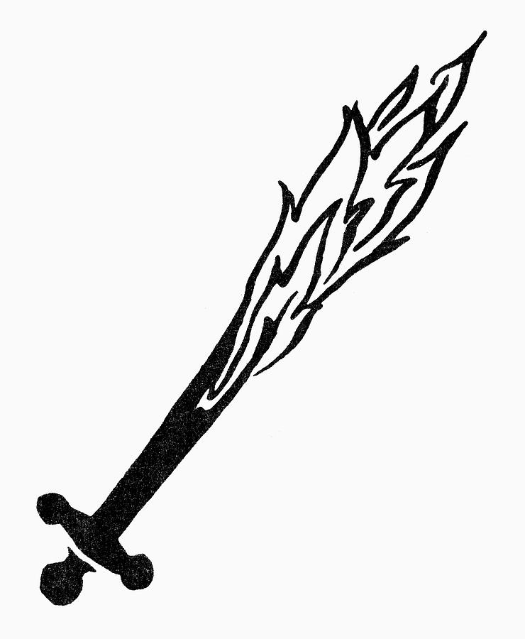 740x900 Symbol Flaming Sword Painting By Granger