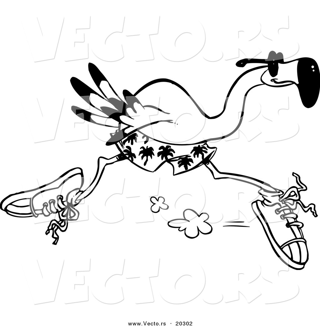 1024x1044 Vector Of A Cartoon Flamingo Running