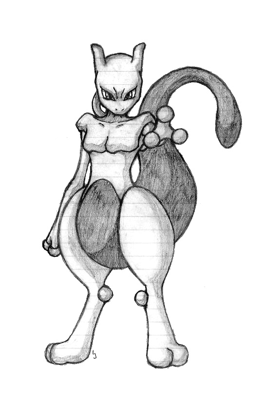 530x827 Mewtwo Sketch By Red Flare
