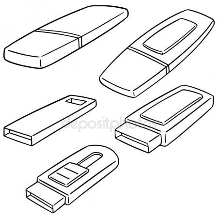 450x450 Usb Flash Drive Sketch Icon. Stock Vector Rastudio