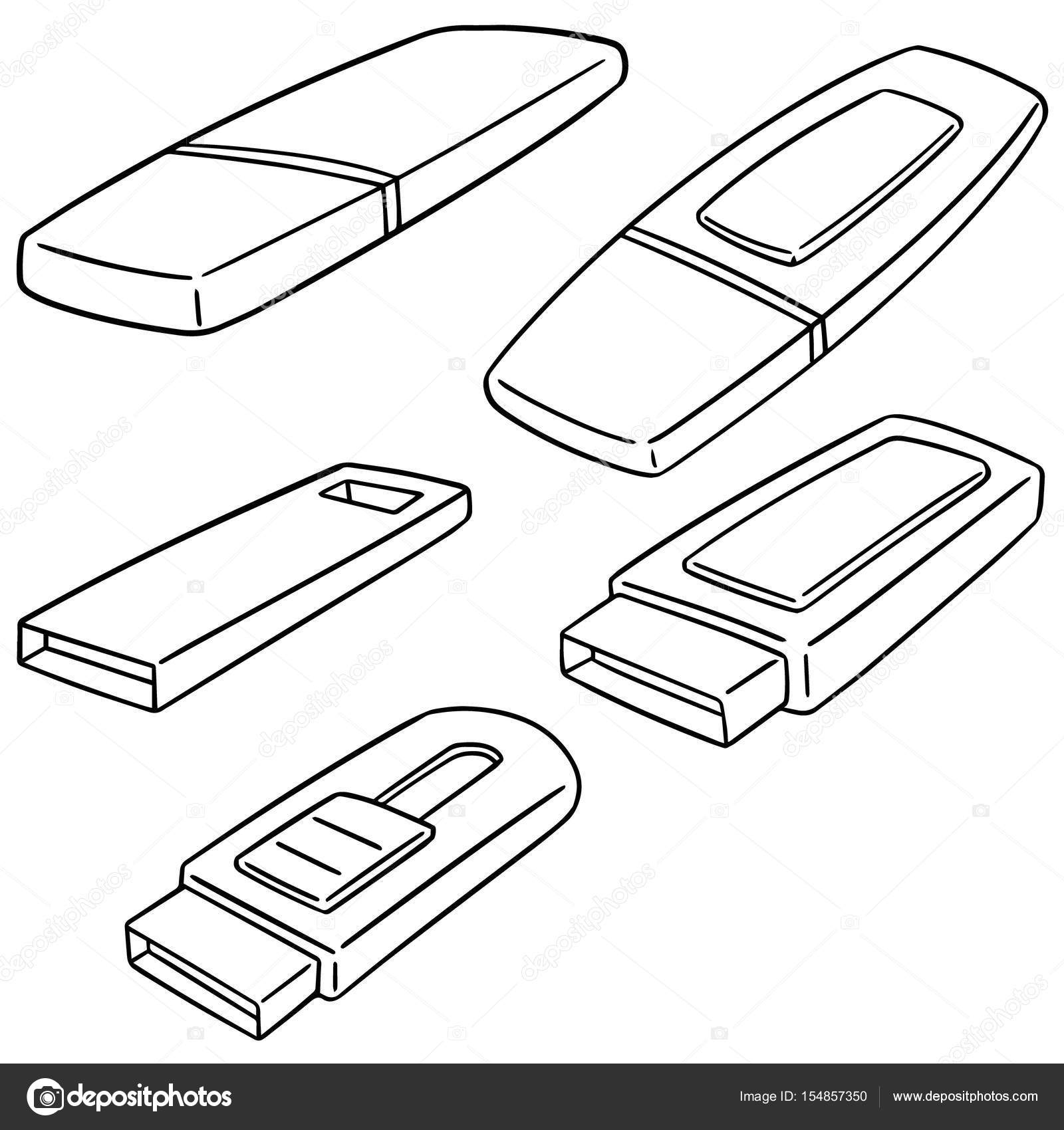 1600x1700 Vector Set Of Usb Flash Drive Stock Vector