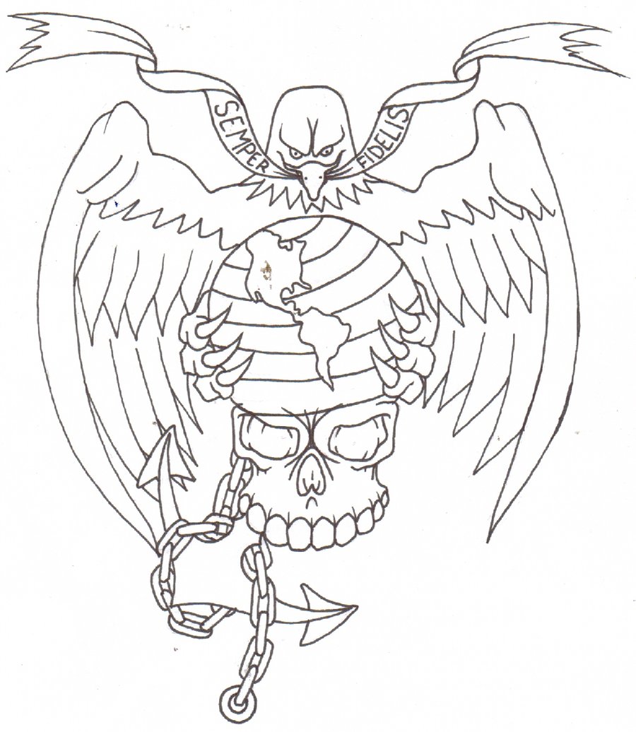 900x1036 Marine Corps Tattoo Flash By Thought Corrosion