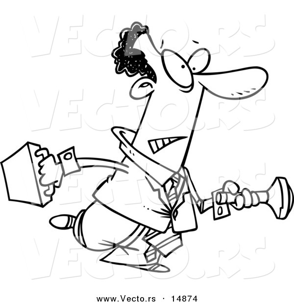 600x620 Vector Of A Cartoon Nervous Black Man Shining A Flashlight Ahead