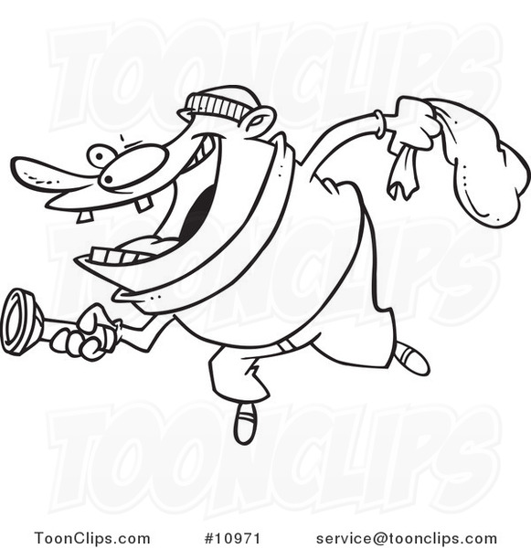 581x600 Cartoon Blacknd White Line Drawing Of Robber Using