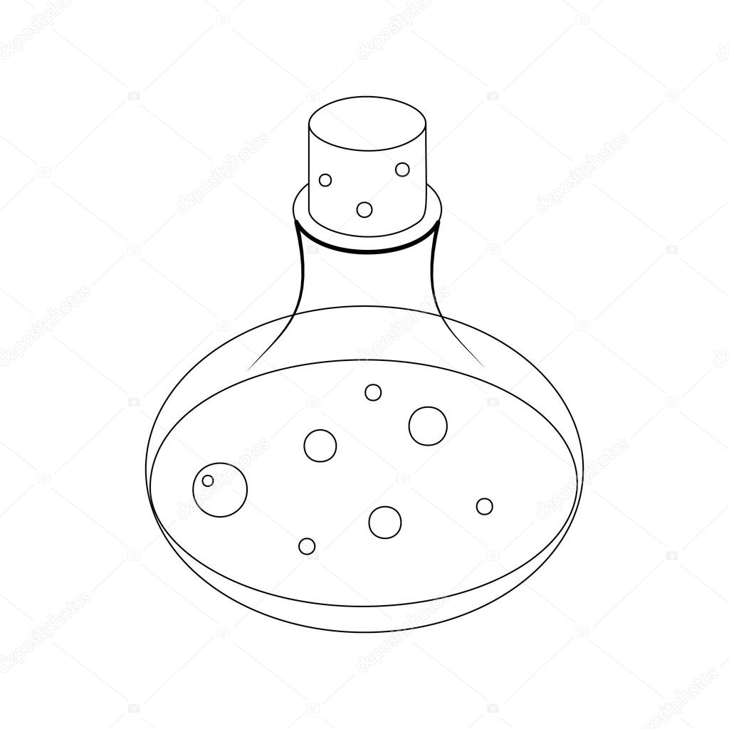 1024x1024 Flask With Potion Icon, Isometric 3d Style Stock Vector