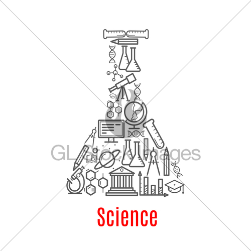 500x500 Chemical Flask With Science, Education Vector Icon Gl Stock Images